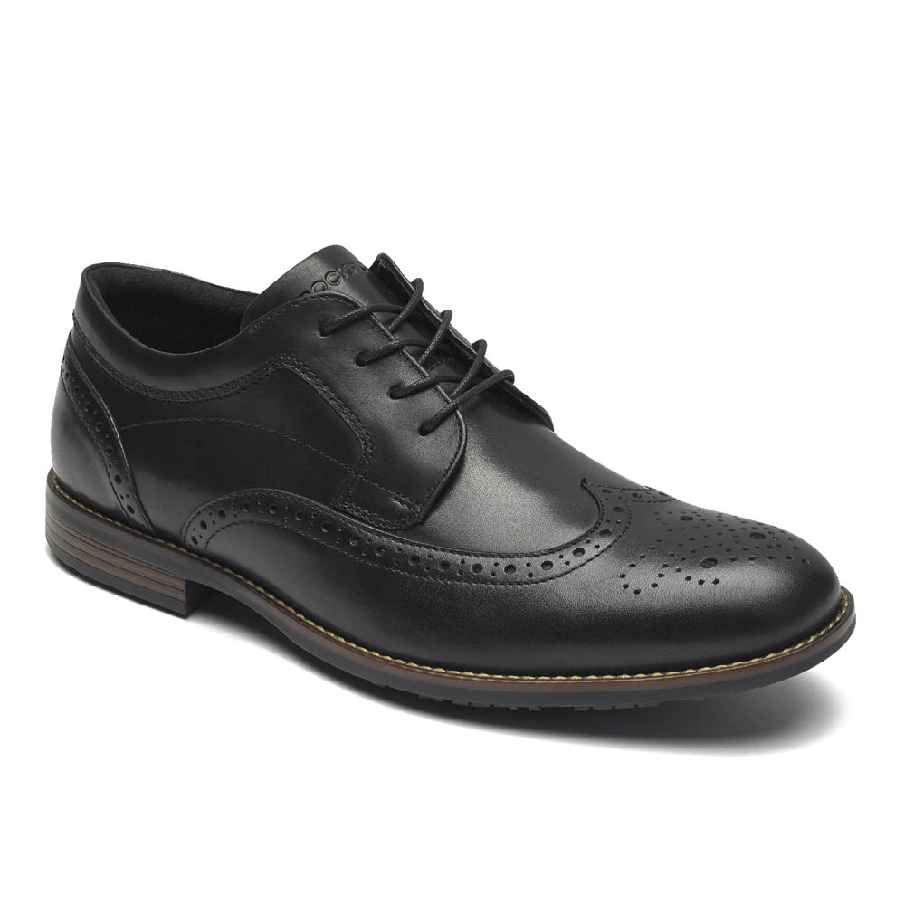 Zapatos Con Cordones Rockport Hombre Mexico - Dustyn Wingtip Negros - CAKFM7508